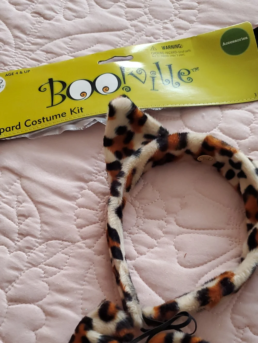 Leopard Print Kids Headband & Tail Set - Faux Fur Brown Leopard